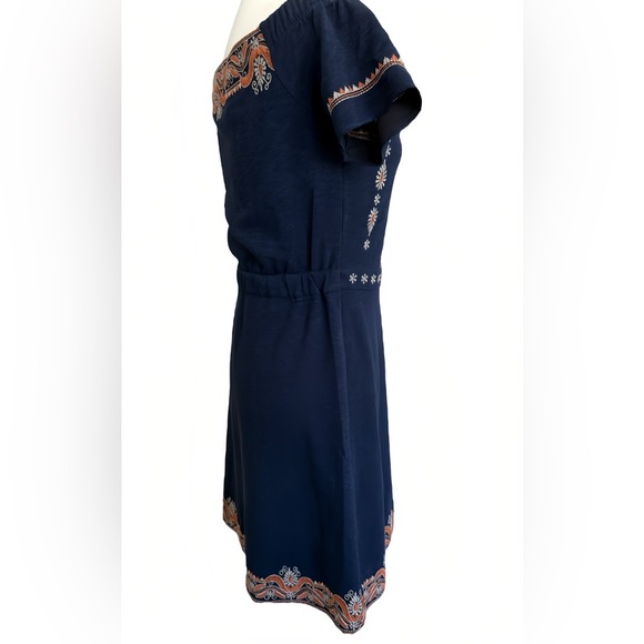 Tory Burch Nell Womens XS Dress Off the Shoulder Embroidered Blue Boho - Picture 3 of 9